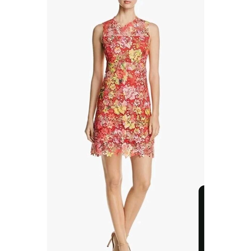 T Tahari Women's Lincoln Floral cut Out Sleeveless Lace Dress AND JACKET Sz 6